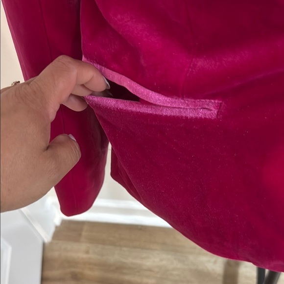 Allegra K Pink Velvet Blazer Tailored Suit Jacket - Picture 3 of 7